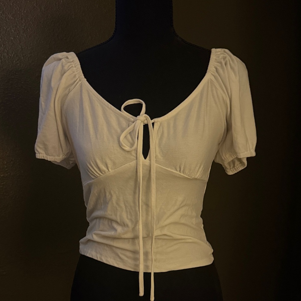 Forever 21 Cream Tie-Front Blouse